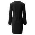 thumbnail image 4 of Vestido de verano para mujer, playa, mujer, manga larga, cuello en V, cintura informal, vestido de camiseta. Fridja NMB3712, 4 of 5
