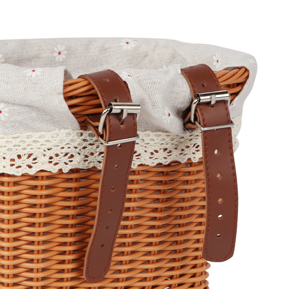 Vintage Daisy Wicker Basket for 12 14 16 Inch Kids Girls Bike ,Decorative Storage with Burlap Liner