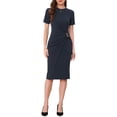 thumbnail image 1 of INSPIRAR CHIC Vestidos de trabajo para mujeres con cuello redondo, mangas cortas, vestido envolvente tipo sheath de oficina 2026 L Azul Real, 1 of 6