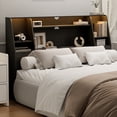 thumbnail image 4 of Someet Queen Headboard with Storage, Bookcase Headboards with 2 USB & 2 Type-C Port & Power Outlets & LED Light, Durable and Sturdy, Black, 4 of 11
