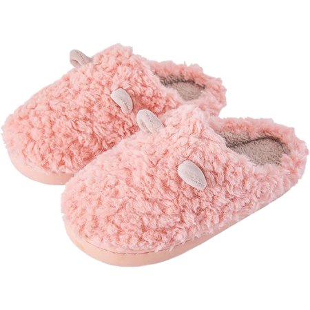 

PIKADINGNIS Winter women s plush house slippers warm indoor slippers men s memory foam slippers fluffy slippers