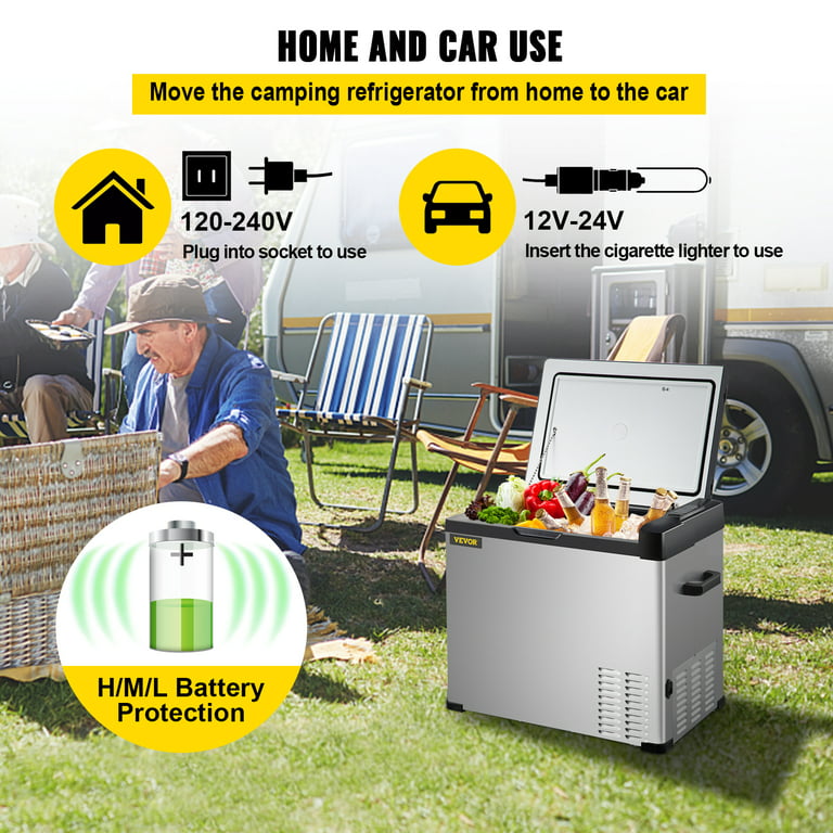 VEVOR Portable Car Refrigerator 32 qt, 12V Portable Freezer with Single Zone, 12/24V DC & 110-240V AC Electric Cooler with -4-68 Cooling Range, for