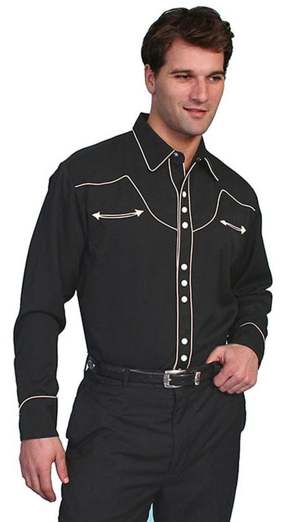 Scully Leather Scully Western Shirt Mens L/S Snap Solid Contrast