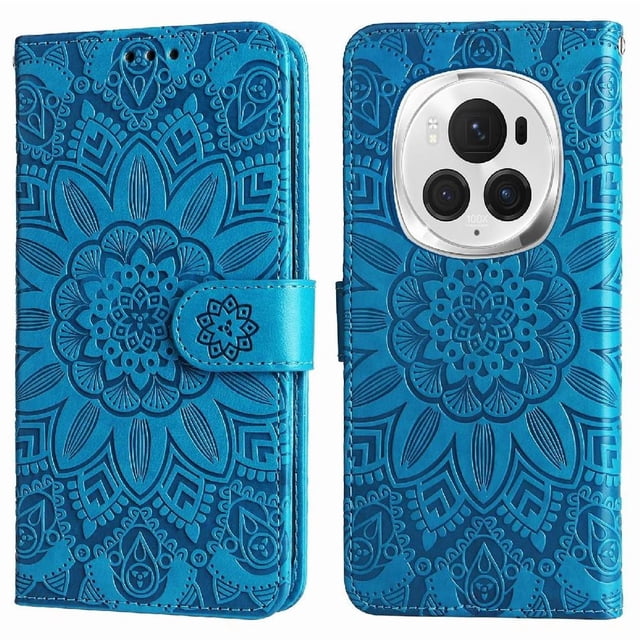 Funda tipo cartera GANGXUN para Honor Magic 6 Pro , diseño girasol, cuero PU, soporte, cierre magnético, tarjetero