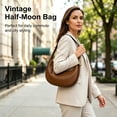 thumbnail image 3 of KXF Women's Leather Saddle Crossbody Bag, Vintage Casual Crescent Shoulder Purse with Adjustable Strap for Daily Use, 3 of 8
