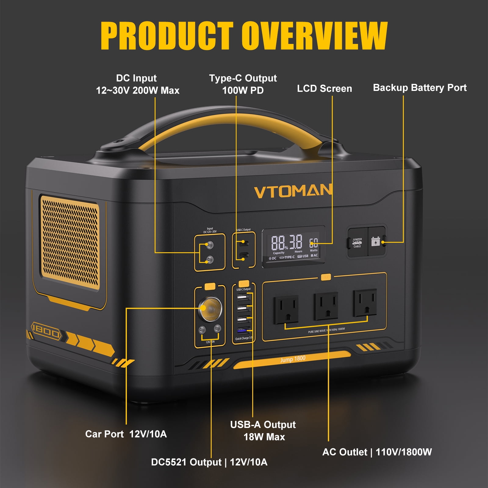 VTOMAN Jump 1800 Portable Power Station - ShopSolar.com