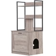 thumbnail image 3 of ZENY Litter Box Enclosure with Shelves, Wooden Cat Washroom Indoor, Cat House Cabinet Fit Most of Litter Box, Gray, 3 of 6