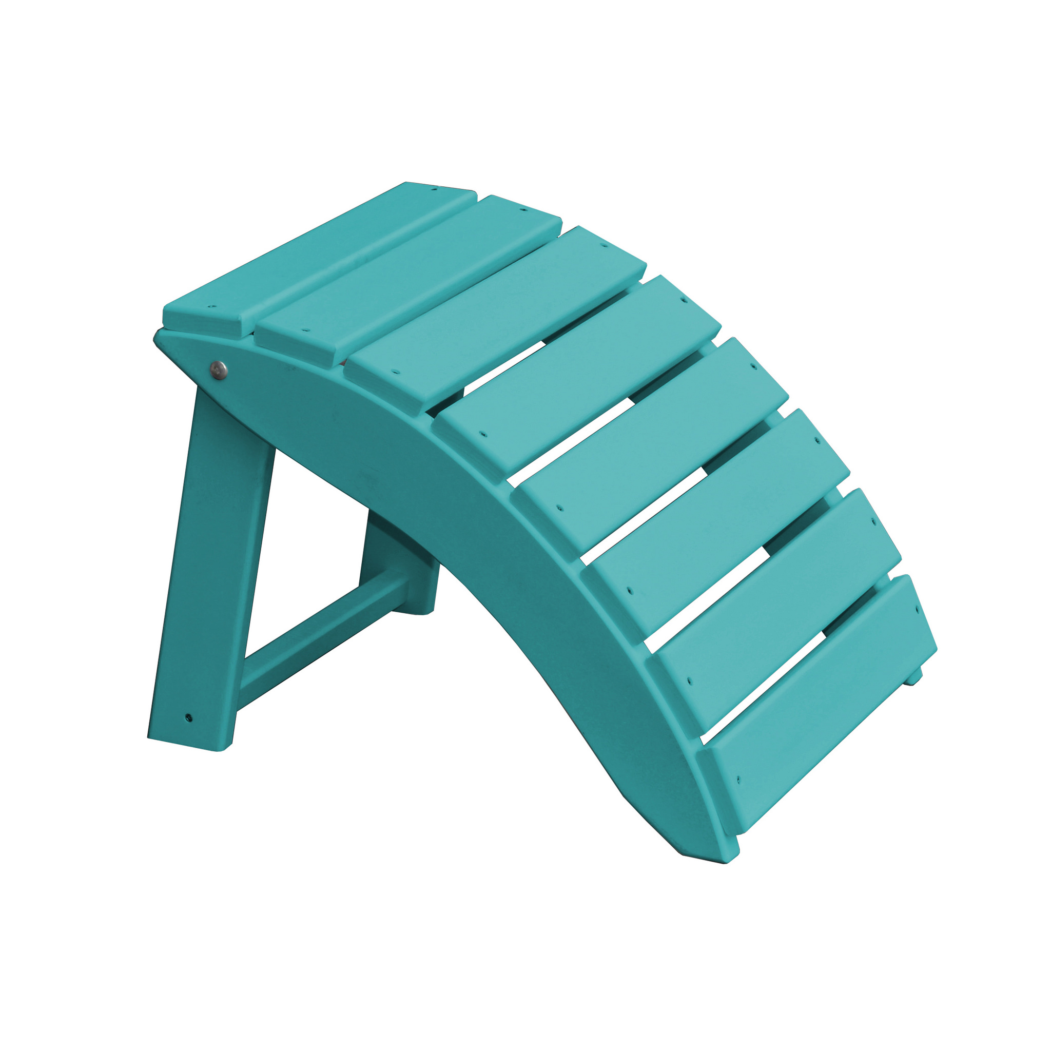 Furniture Barn USA® Poly Folding Round Ottoman Footrest Aruba Blue