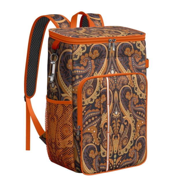 Colorful Paisley Pattern Insulated Backpack Cooler, Waterproof & Leak Proof, High-Performance Insulation, Perfect for Travel, Camping, and Outdoor Activities