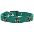 thumbnail image 2 of Bronze Anchor Widget Genuine Leather Dog Collar Jade 14, 2 of 2