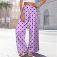 thumbnail image 5 of Endives Women's Wide Leg Pants Heart Print Casual Loose Baggy Pants With Pockets Lounge Pants, 5 of 6