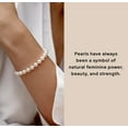 thumbnail image 2 of The Pearl Source White Freshwater Pearl Bracelet for Women - Cultured Pearl Bracelet with 14k Gold Plated Clasp with Genuine Cultured Pearls, 7.0-7.5mm, 2 of 6