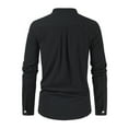 thumbnail image 3 of FINALGANG Men Versatile Shirt Solid Color Long Sleeve Stand Collar Buttons Down Shirts Stylish Cardigan Comfort Clothes, 3 of 3