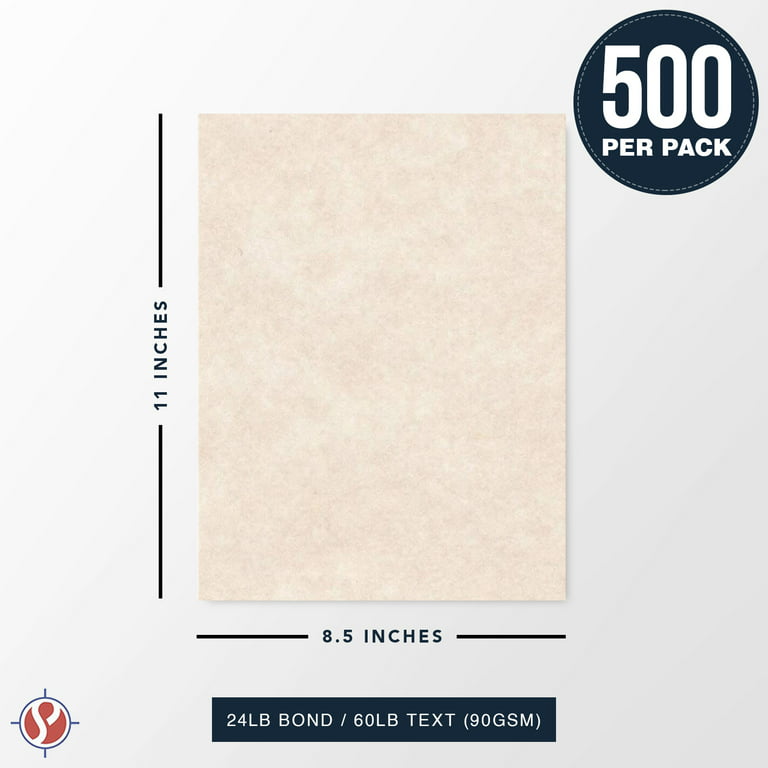 Parchment Paper Text 24lb/60lb, 8.5 x 11 500 Sheets per Pack,Natural Cream (ivory)