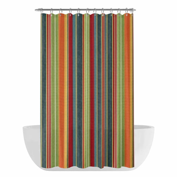 Colorful Striped Shower Curtain - Water Repellent Fabric Shower Curtains Washable, Fall Farmhouse Rustic Geometric Lines Decorative Polyester Cloth Bathroom Curtains Modern Bath Decor 36"x72"