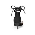 thumbnail image 3 of BLISSFUL STEP Women's Shoes Faux Suede Lace Up Open Toe Kitten Heel Cushioned Footbed Sandals  Black 6, 3 of 8