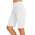thumbnail image 5 of Hiking Shorts for Women's High Waist Yoga Shorts 5", Relaxed Fits Bermuda Shorts with Pockets, Soft Stretch Sports Daily Bottoms White L, 5 of 9