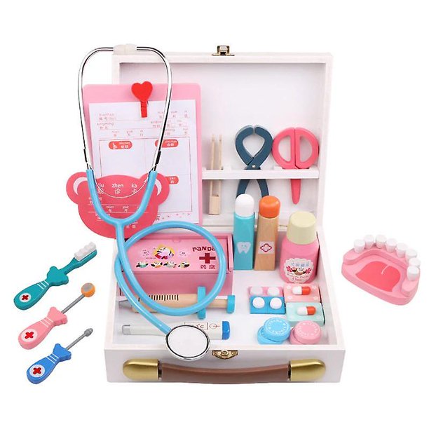Juego de simulación de madera Doctor Educationa Juguetes para niños Juego de botiquín de simulación médica para Ki