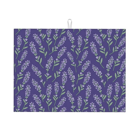 

Dish Drying Mats for Kitchen Counter - Lavender Flowers Light Purple 18x24in Dish Drying Pad Coffee Mat with Hanging Loop Super Absorbent Kitchen Counter Mat Coffee Bar Accessories