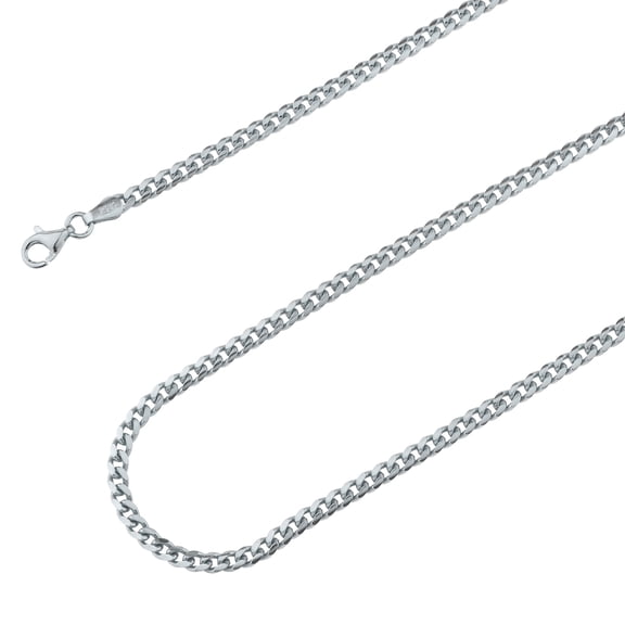 925 Sterling Silver, Miami Cuban Rhodium Plated Chain 3.2mm Necklace - Hypoallergenic and Tarnish Resistant - By Oliver & Navy