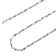 925 Sterling Silver, Miami Cuban Rhodium Plated Chain 3.2mm Necklace - Hypoallergenic and Tarnish Resistant - By Oliver & Navy