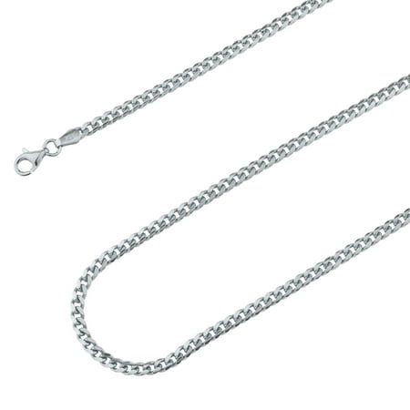 925 Sterling Silver, Miami Cuban Rhodium Plated Chain 3.2mm Necklace - Hypoallergenic and Tarnish Resistant - By Oliver & Navy