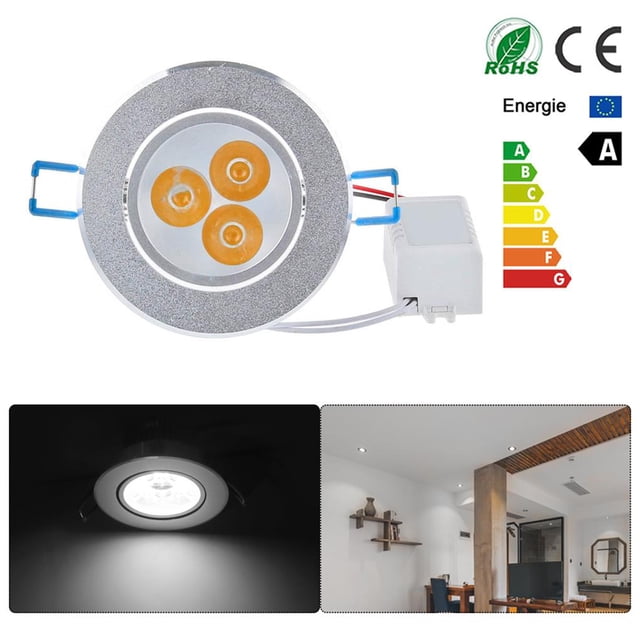Bewildely 3*1W LED Luz de techo Foco empotrable Downlight Blanco frío 100-245V Iluminación y accesorios Frío Bewildely HA026101-01