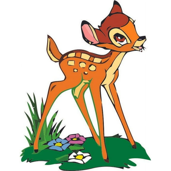Bambi Cartoon Characters Flowers Nature Cute TV Show Toddler Toddlers Baby Boy Girl Nursery Design Wall Decals for Bedroom Children's Decorations Kids Vinyl Art Decal Walls Rooms Size (20x12 inch)