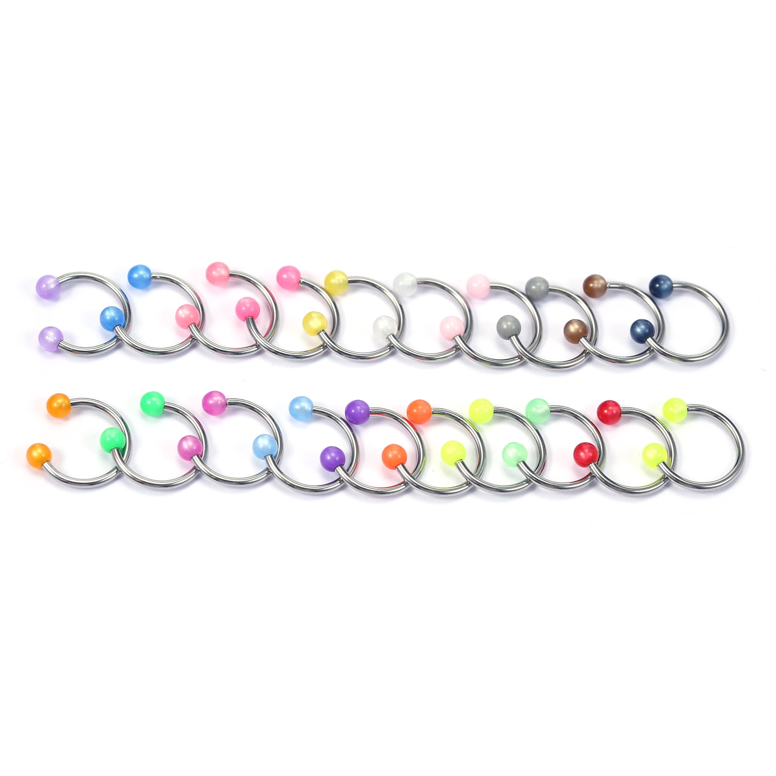 Irfora 20Pcs Colorful Nose Septum Rings Ear Rings Body Stainless Steel Piercing Studs Jewelry Lip Eyebrow Ring Hoop Screw