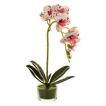 Artificial Flowers Kit Clearance, Ongmies 1 Pcs Glass Vase Artificial Orchid Flower Bonsai Viv Phalaenopsis Flowers Potting for Home Décor Table Centerpiece Room Decorations