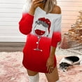 thumbnail image 2 of Lanhui Women Off The Shoulder Christmas Printed Long Sleeve Sunflower Fall Casual Dress, 2 of 6