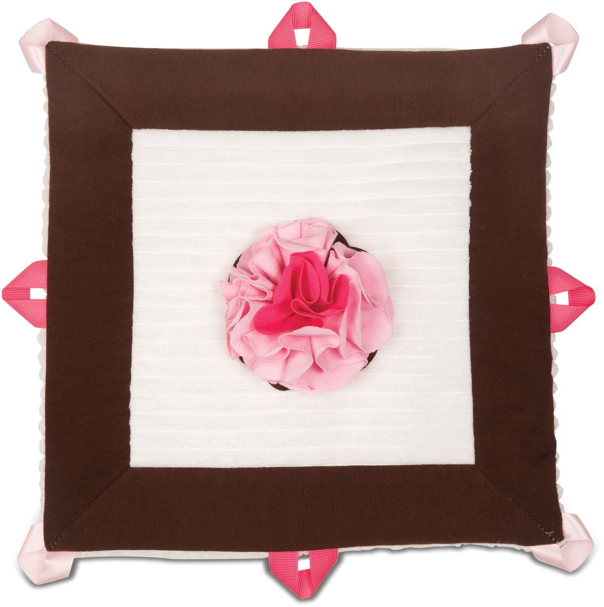 Pavilion Soft White, Pink & Brown Square Flower Baby Carry Around