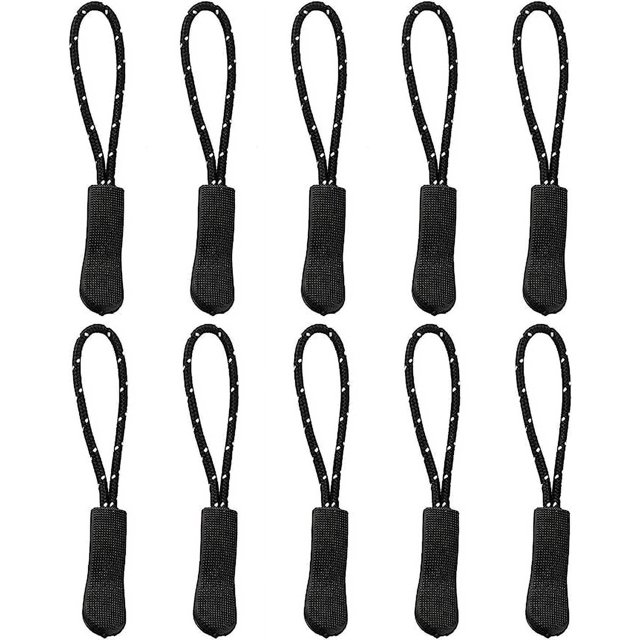 Firefly hope 10 tiradores de cremallera de repuesto, color blanco y negro, extensores de cordón para mochilas, chaquetas, equipaje, carteras y bolsos.