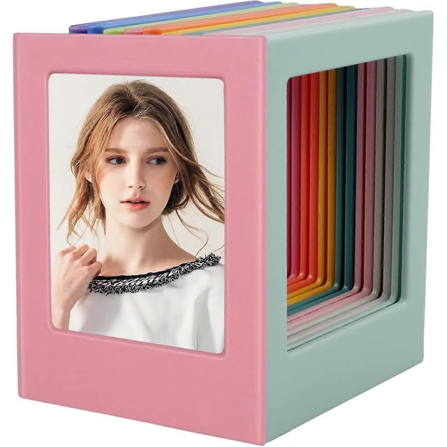 10 Pcs Magnetic Photo Frames Fridge Magnet Photo Fridge Magnetic Photo Holder for Metal Surfaces 8.8 x 6.5 x 0.6cm, 10 Different Colors