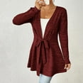 thumbnail image 5 of Womens Long Sleeve Cardigans Lightweight Fleece Tie Front Tunic Tops Comfy Fall Casual Outwear Cardigan Wine, M, 5 of 7