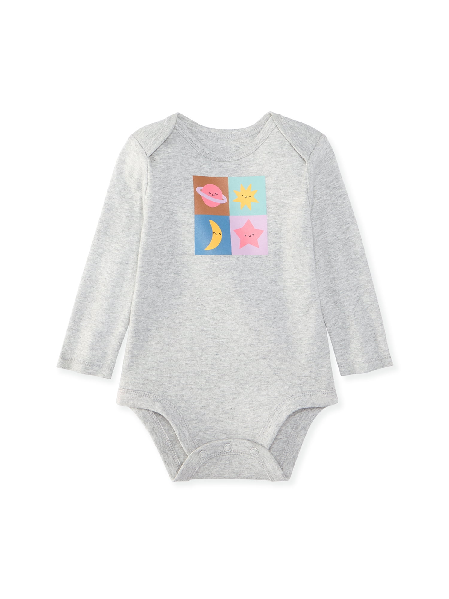 Garanimals Newborn & Baby 100% Cotton Long Sleeve Bodysuits, Sizes 0–24M, 4-Pack