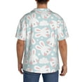 thumbnail image 5 of Vsdgher Rabbit And Star Print Men's Wrinkle Free Untucked Cuban Shirt Business Casual Button Down Shirts Short Sleeve Shirt, 5 of 7