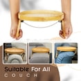 thumbnail image 3 of Bamboo Foldable Sofa Armrest Tray Table - Space-Saving Clamp-On Snack Holder for Remote, Coffee, Phone - No Assembly Required, Fits Round/Square Arms, 9.84 Inch Diameter, Ideal for Small Spaces,, 3 of 6