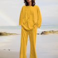 thumbnail image 3 of CHOK Cotton Linen Sets for Women 2 Piece Long Sleeve Lounge Set Lightweight Pants Spring Summer Outfits, 3 of 7
