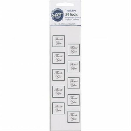 Wilton 10082332 Thank You Seals 50-Pkg-Silver