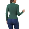 thumbnail image 3 of INSPIRE CHIC Women's Turtleneck Sweater Long Sleeve Ribbed Knit Pullover Sweater Top L Dark Green, 3 of 5