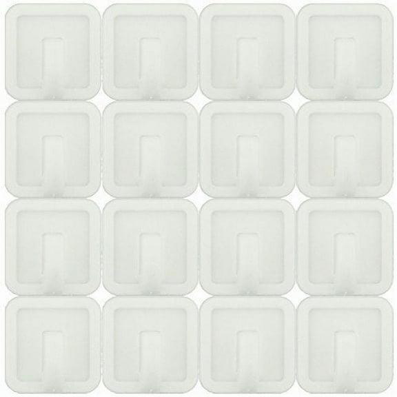 Wideskall 16 Pcs White Self Adhesive Plastic Square Hook Small Wall Mount Hanger for Bathroom Towel and Robe
