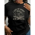 thumbnail image 1 of 1pc Women'S Casual Polyester T-Shirt with "I Like My Books Spicy & My Coffee Joy" Print, Crew Neck, Short Sleeve, Knit Fabric, Medium Stretch, All-Season Fashion Top, 1 of 6
