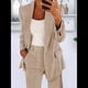thumbnail image 4 of Conjuntos de 2 Piezas para Mujer, Grandes, Estilo Informal de Negocios, Larga, Solapa, Pantalón Recto, Trajes. Albaricoque XXL, 4 of 5