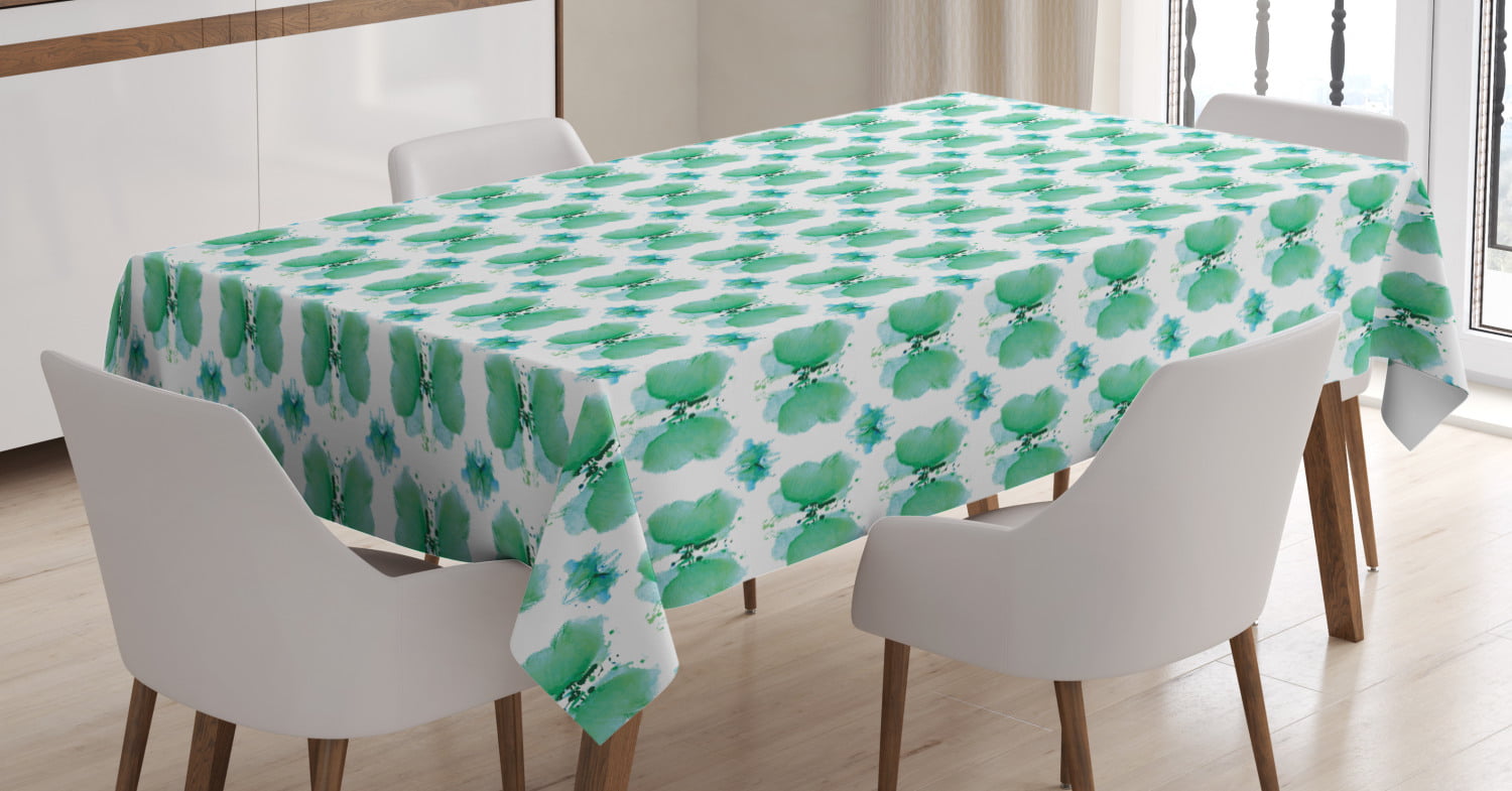 Ambesonne Abstract Tablecloth Modern Digital Featured Polka Dots Extravagant Dotted Circles Rectangle Satin Table Cover Accent for Dining Room and Kitchen Pale Blue Navy Blue 60 X 84 