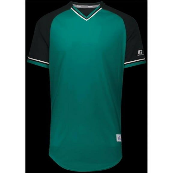 Adult Classic V-Neck Jersey - Aqua, Black & White - 3XL
