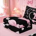 thumbnail image 5 of meiyoeat Women Pearl Necklace Zipper Full Size Comforter Sets with Fitted Sheet and 2 Pillowcases For Kids,Pink Ribbon Letter Print D Zipper Bedding Set,Pink Reversible,4 Pieces, 5 of 7