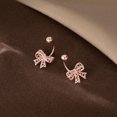 thumbnail image 5 of Solid 925 Sterling Silver Bow Half Hoop Earrings Huggie for Women Teens Bowknot Hoop Earrings Open Hoops, 5 of 12