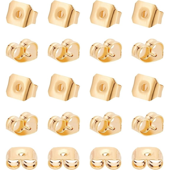 DIY 12 Pairs 18K Gold Plated Replacement Earring Backs Stopper Butterfly Earring Stud Backs for Earring Accessories Jewelry Findings(6x4.5x3.5mm) DIY