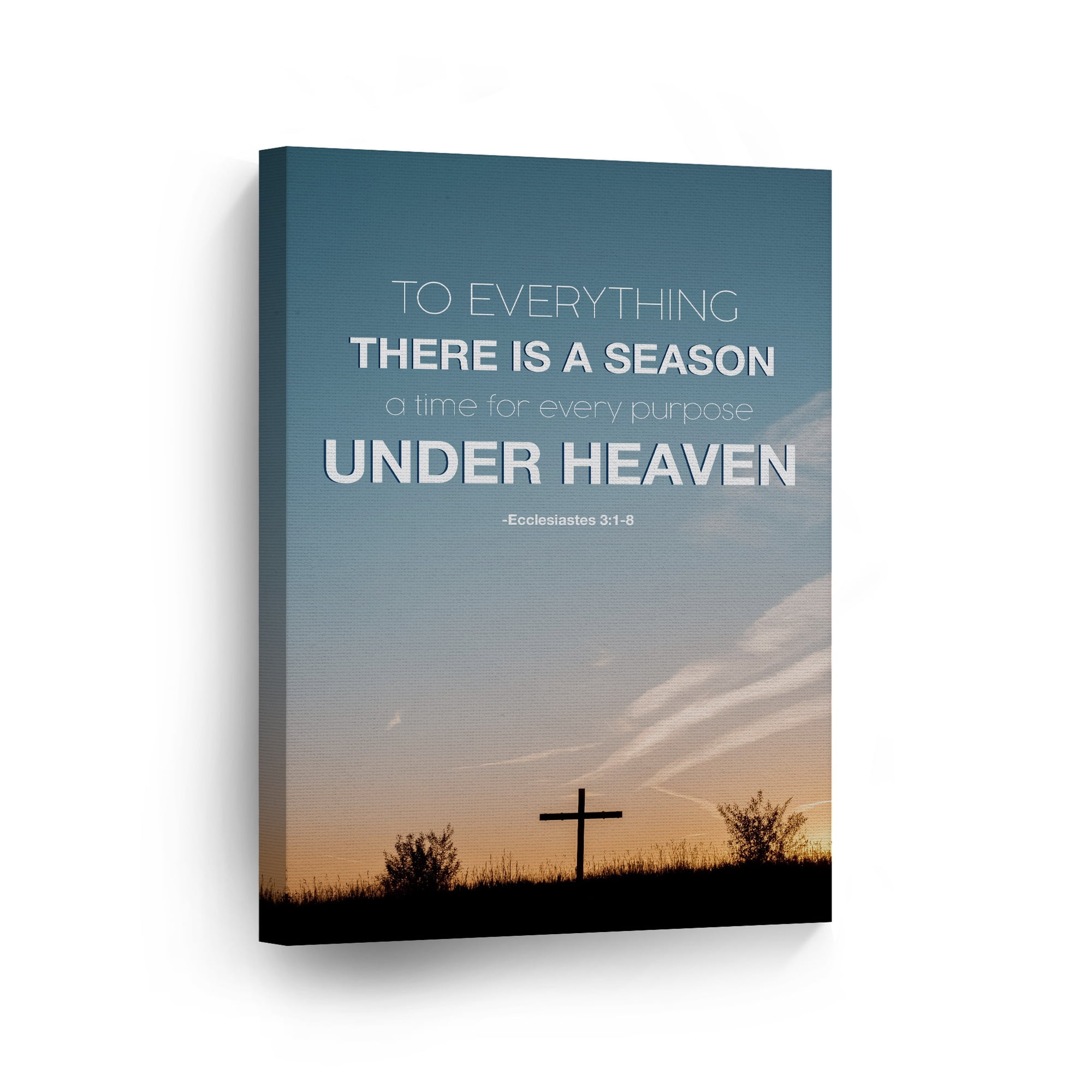 Smile Art Design Scripture Bible Verse Wall Art Canvas Print Ecclesiastes 3:1-8 To Everything There is a Season Under Heaven Cross Religious Living Room Bedroom Christian Gift Ready to Hang - 28x19
